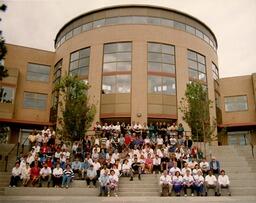Group photo in front of Campus Activity Centre