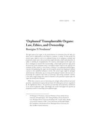 ‘Orphaned’ transplantable organs: Law, ethics, and ownership