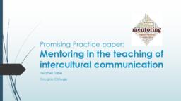 Promising Practice Paper: Mentoring in the Teaching of Intercultural Communication
