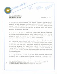 1986 Canadian national railways scholarship for women: Rebecca (Becky) Saunders