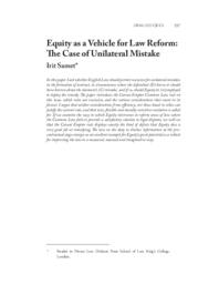 Equity as a vehicle for law reform: The case of unilateral mistake