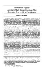 Permafrost rights: Aboriginal self-government and the Supreme Court in R. v. Pamajewon