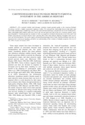 Carotenoid-based male plumage predicts parental investments in the American redstart