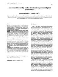 Can competitive ability predict structure in experimental plant communities?