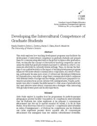 Developing the Intercultural Competence of Graduate Students