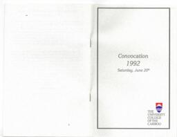 The University College of the Cariboo convocation 1992: Saturday, June 20th