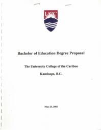 Bachelor of Education degree proposal