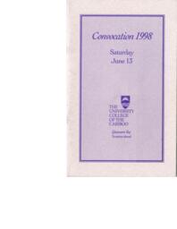 The University College of the Cariboo convocation 1998: Saturday June 13