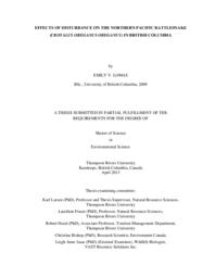 Effects of disturbance on the Northern Pacific Rattlesnake (Crotalus Oreganus Oreganus) in British Columbia
