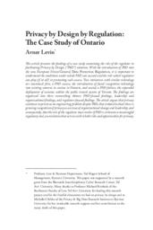 Privacy by design by regulation: The case study of Ontario