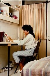 Student inside room at McGill residence