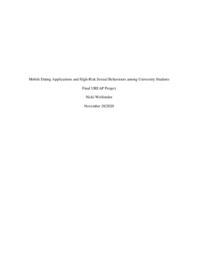 Mobile dating applications and high-risk sexual behaviours among university students: Final UREAP project